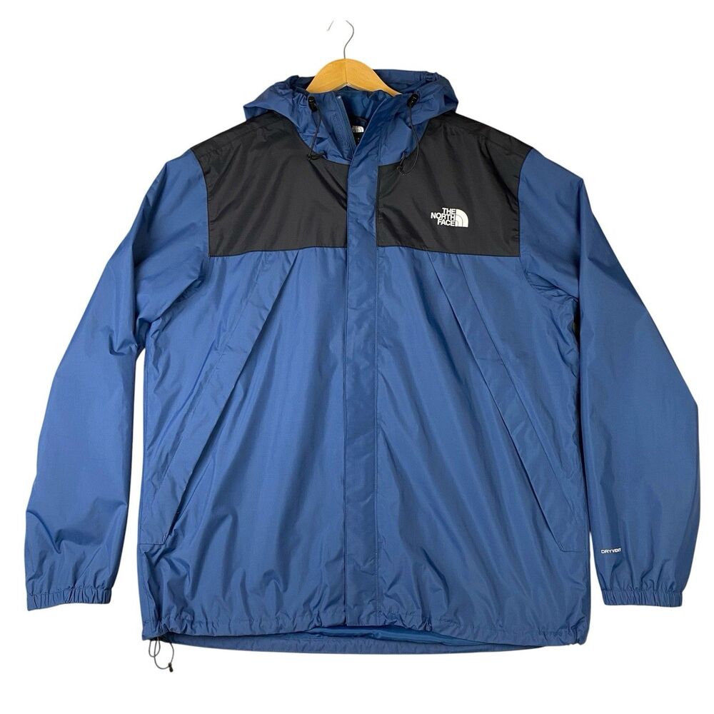 The North Face Antora DryVent Rain Jacket Hooded Blue Black Mens XL Waterproof